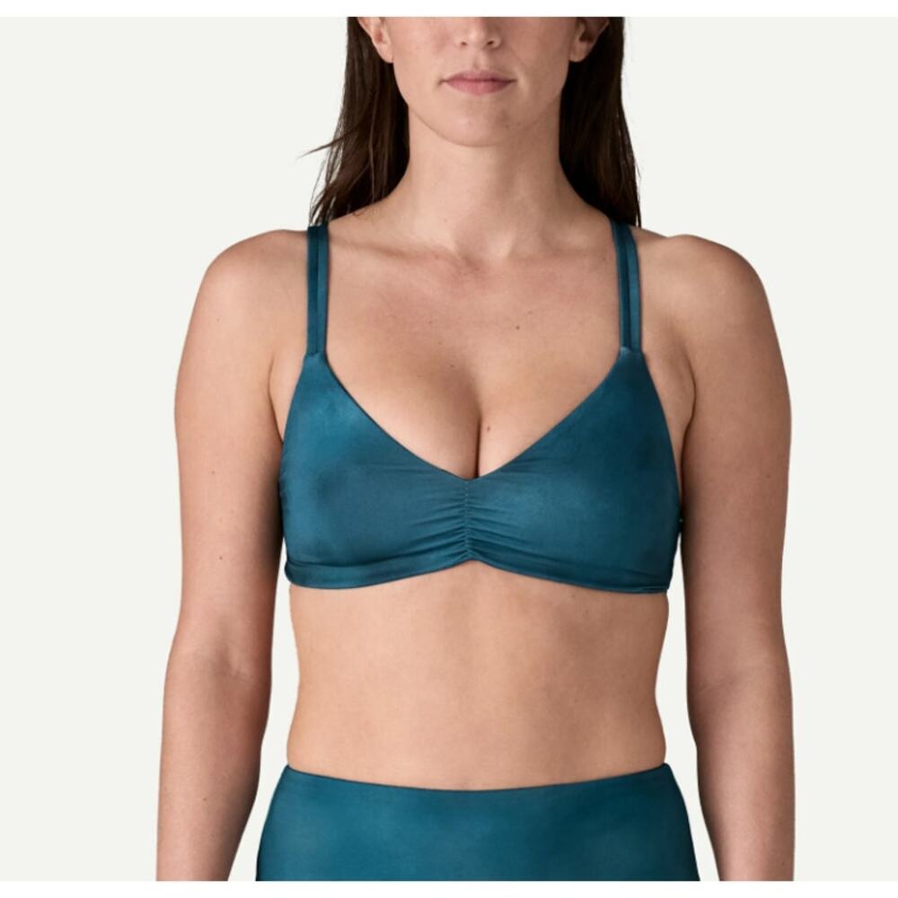 Patagonia Women's Sea Spray Tidal Teal Reversible Seaglass Bay Bikini Top Size S